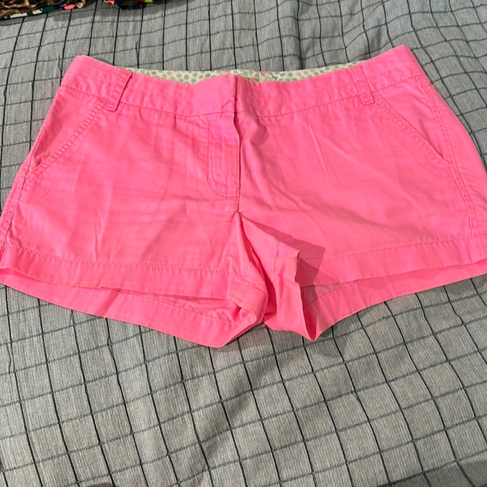J. Crew chino shorts in hot pink